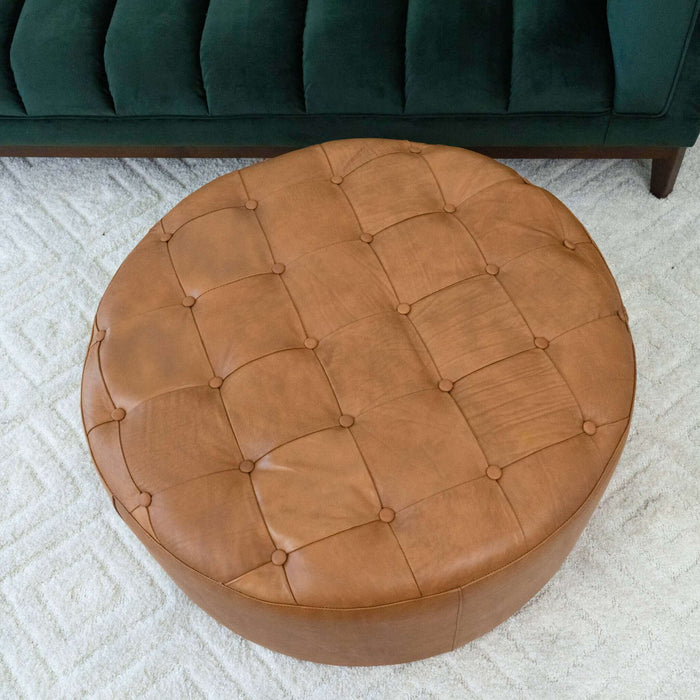 Seletar  Tan Leather Ottoman