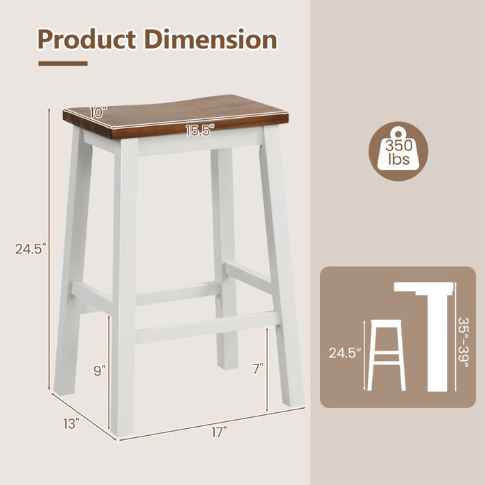 24.5-Inch Set of 2 Saddle Stools Bar Stools with Footrests for Kitchen Island