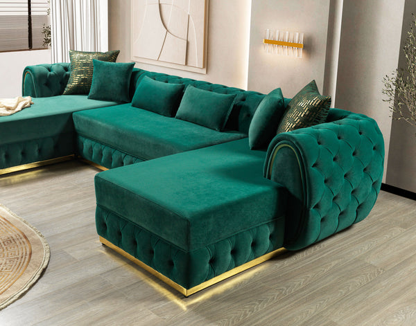 Jessie Velvet Double Chaise Sectional