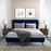 Dillon Blue Velvet Platform Bed (Queen Size)