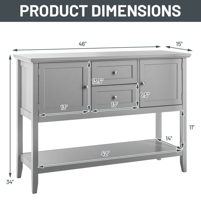 Wooden Sideboard Buffet Console Table with Drawers and Storage