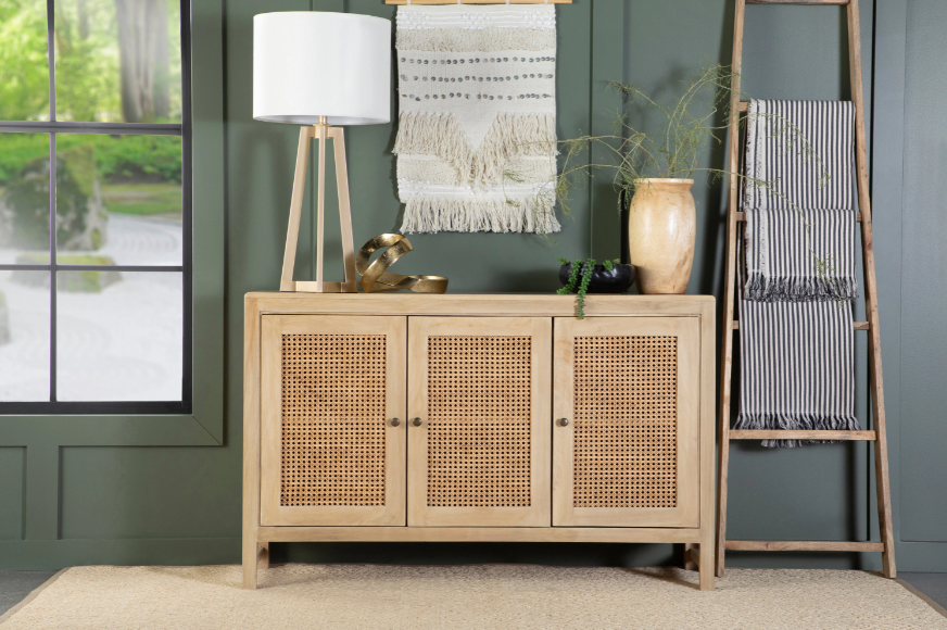 Amaryllis Rectangular 3-Door Accent Cabinet Natural