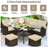 6 Pieces Patio Rattan Dining Sofa Funiture Set