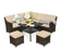 6 Pieces Patio Rattan Dining Sofa Funiture Set