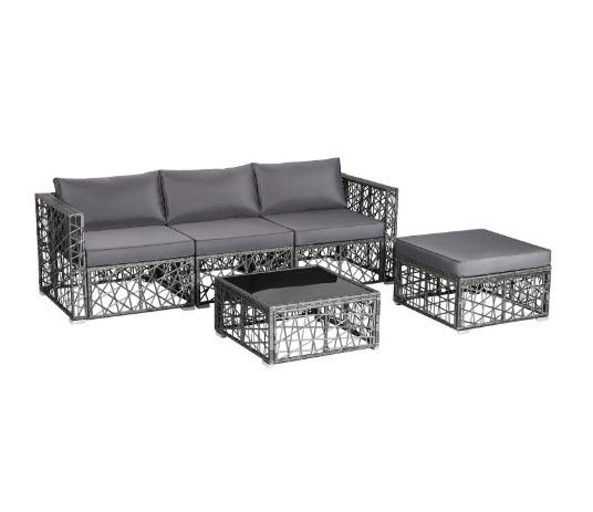 5 Pieces Patio PE Rattan Wicker Sofa Furniture Set