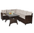 3 Pieces Hand-Woven Rattan Outdoor Sofa Set with Dining Table