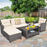 4 Pieces Patio Rattan Furniture Set with Cushion and Table Shelf