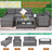 4 Pieces Patio Rattan Furniture Set with Cushion and Table Shelf