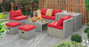 8 Pieces Patio Rattan Furniture Set with Storage Waterproof Cover and Cushion