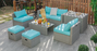 8 Pieces Patio Rattan Furniture Set with Storage Waterproof Cover and Cushion