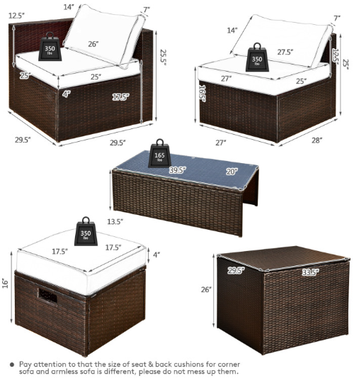 8 Pieces Patio Space-Saving Rattan Furniture Set with Storage Box and Waterproof Cover
