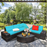 6 Piece Wicker Patio Sectional Sofa Set with Tempered Glass Coffee Table