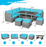 7 Pieces Outdoor Wicker Sectional Sofa Set with Dining Table