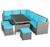 7 Pieces Outdoor Wicker Sectional Sofa Set with Dining Table