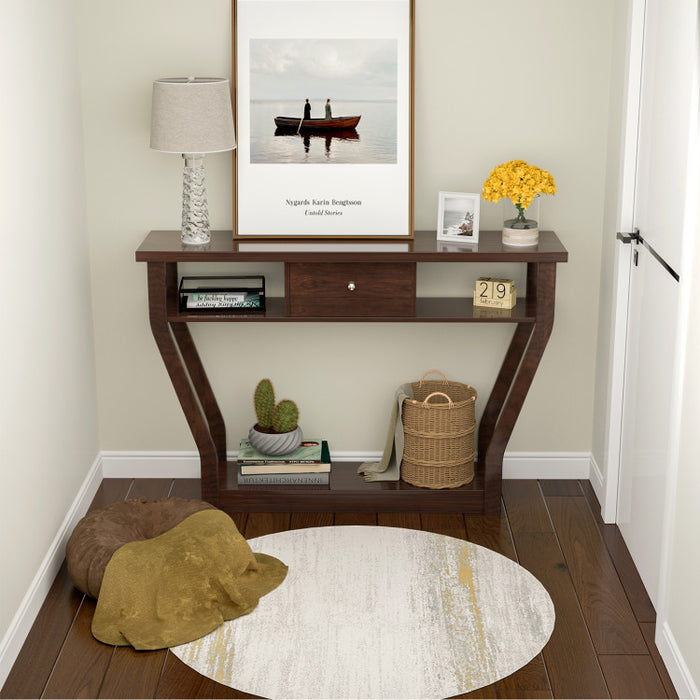 Console Hall Table with Storage Drawer and Shelf