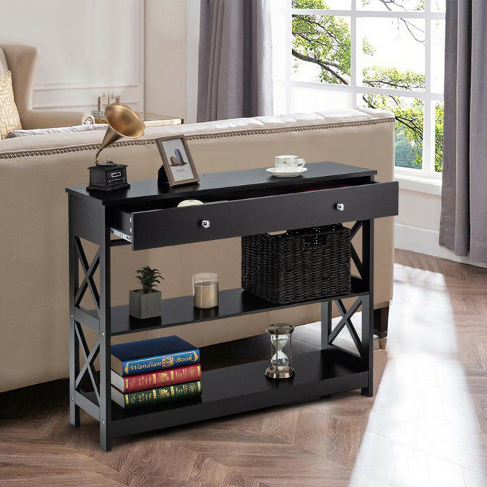 3-Tier Console Table with Drawers for Living Room Entryway