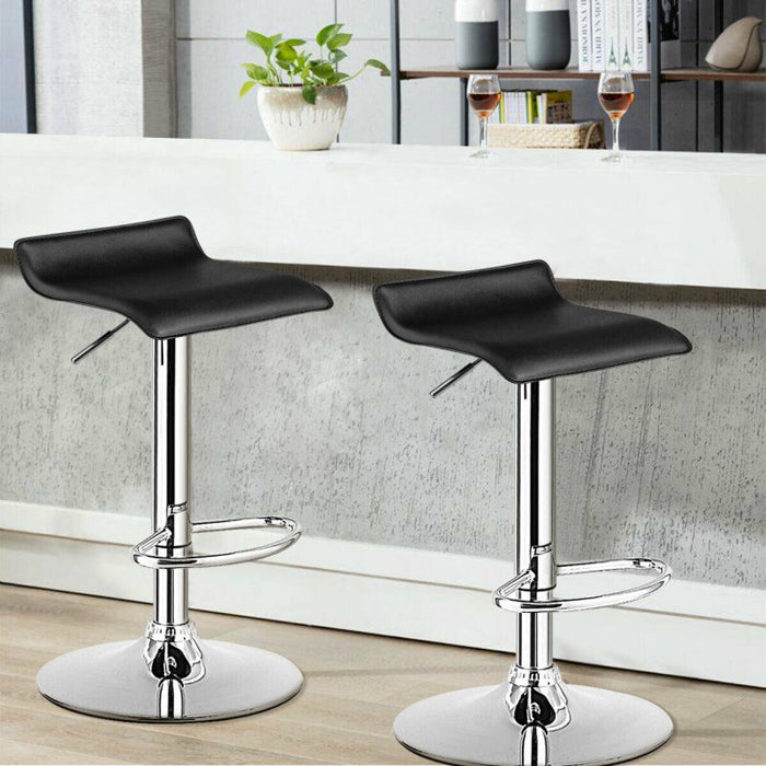 Set of 2 Modern Design Adjustable PU Leather Backless Bar Stools