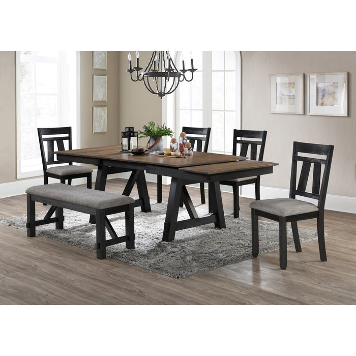 MARIBELLE WHEAT CHARCOAL 6 PIECE DINING SET