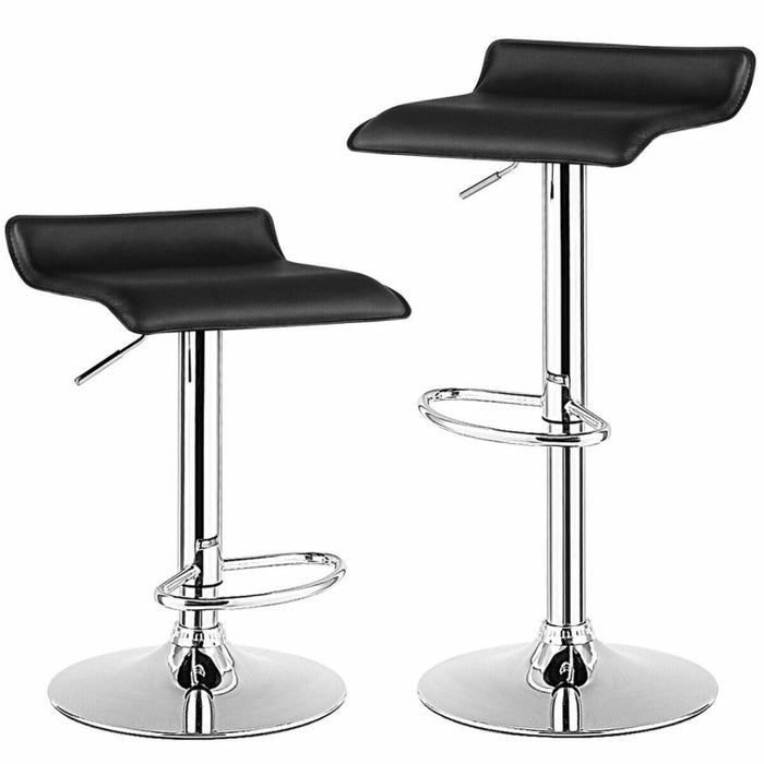 Set of 2 Modern Design Adjustable PU Leather Backless Bar Stools