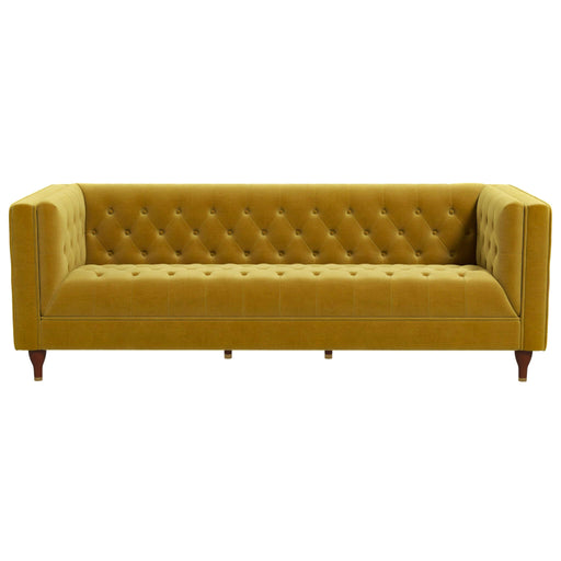 Evelyn Mid Century Modern Yellow Velvet Luxury Chesterfield Sofa