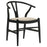 Dinah Danish Y-Shaped Back Wishbone Dining Side Chair Black and Beige (Set of 2)