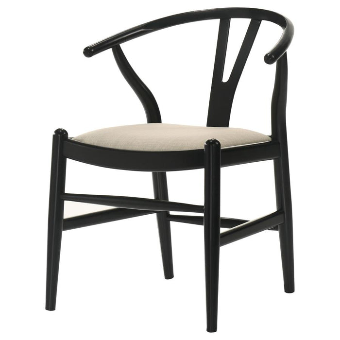 Dinah Danish Y-Shaped Back Wishbone Dining Side Chair Black and Beige (Set of 2)