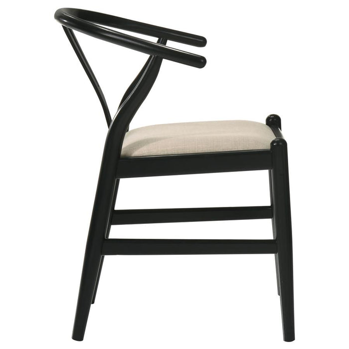 Dinah Danish Y-Shaped Back Wishbone Dining Side Chair Black and Beige (Set of 2)