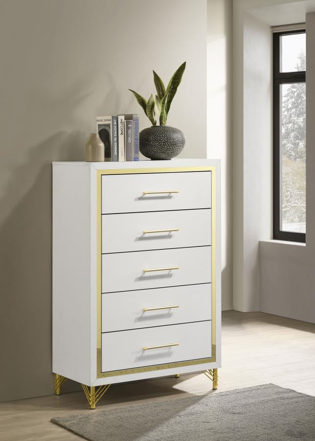 Lucia 5-Drawer Bedroom Chest White