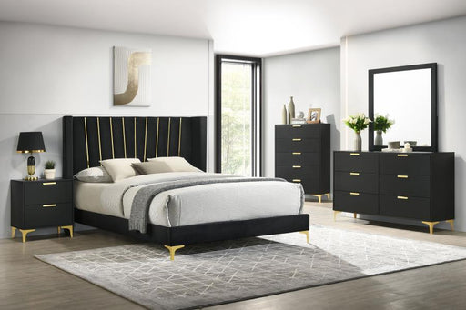 Kendall 5-Piece Tufted Panel Bedroom Set Black And Gold