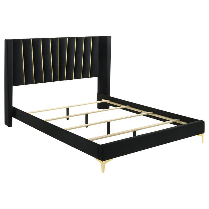 Kendall 5-Piece Tufted Panel Bedroom Set Black And Gold