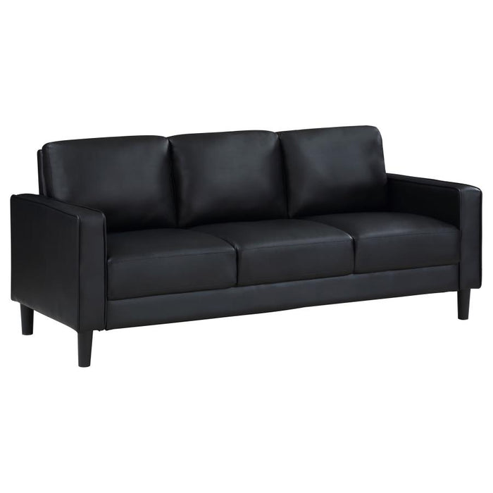 Ruth 2-piece Upholstered Track Arm Sofa Set Black