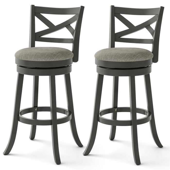 27/31 Inch Swivel Bar Stools Set of 2 with Hollow Back and Soft-padded Seat