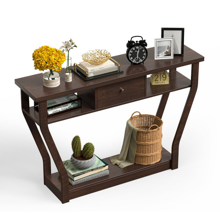 Console Hall Table with Storage Drawer and Shelf