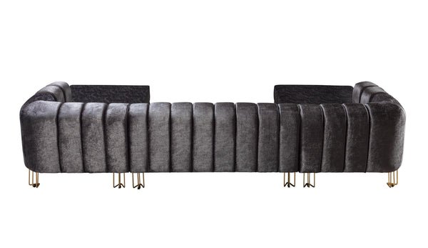 Santana Smoke Velvet Double Chaise Sectional