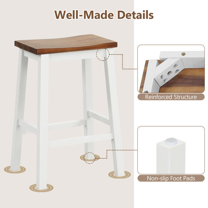 24.5-Inch Set of 2 Saddle Stools Bar Stools with Footrests for Kitchen Island