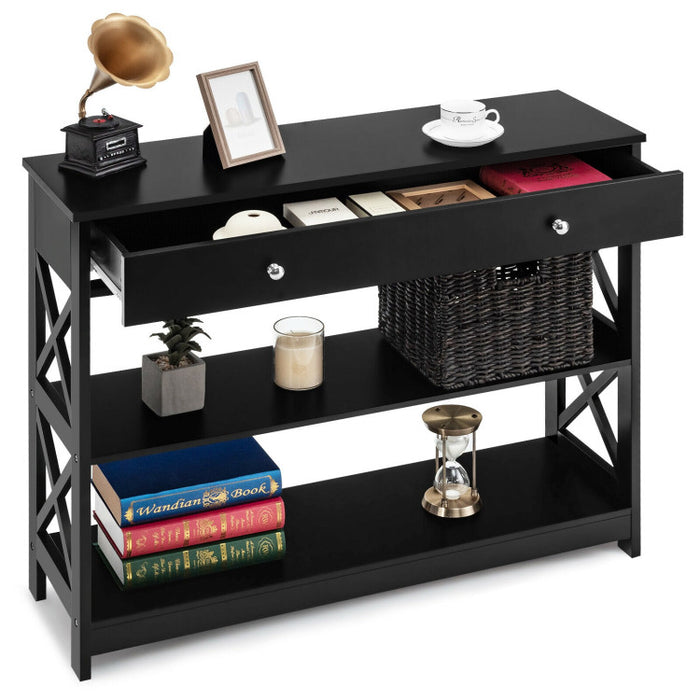 3-Tier Console Table with Drawers for Living Room Entryway