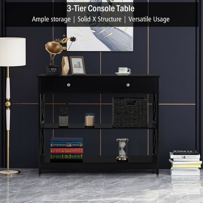 3-Tier Console Table with Drawers for Living Room Entryway