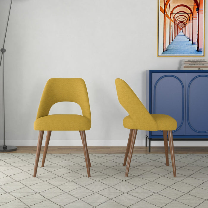 Juliana Mid Century Modern Yellow Fabric Dining Chair (Set Of 2)