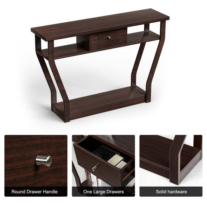 Console Hall Table with Storage Drawer and Shelf