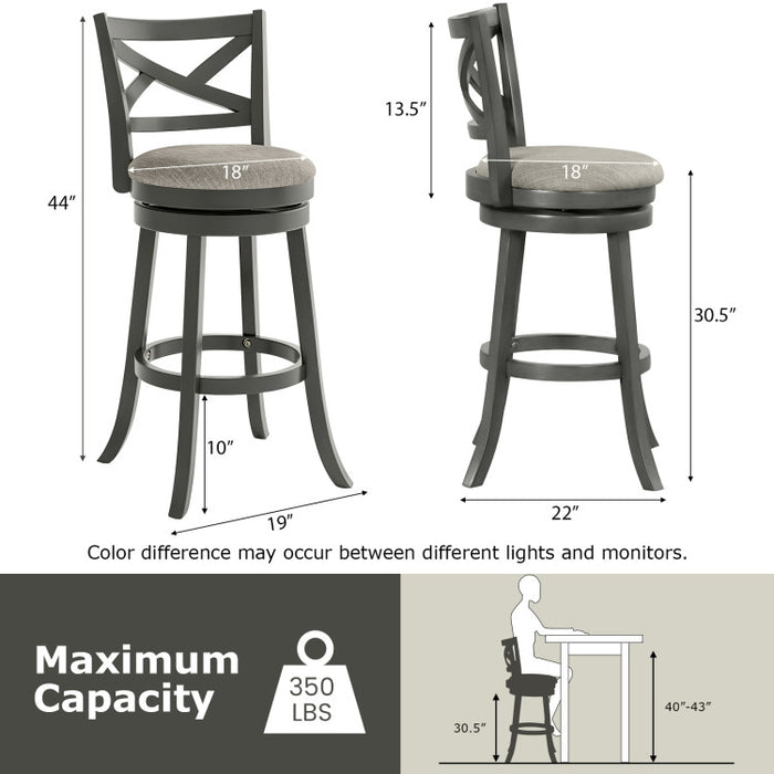 27/31 Inch Swivel Bar Stools Set of 2 with Hollow Back and Soft-padded Seat