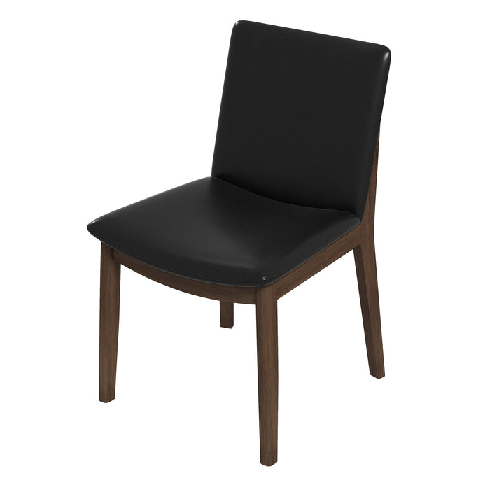 Laura  Black PU Solid Wood Dining Chair (Set Of 2)