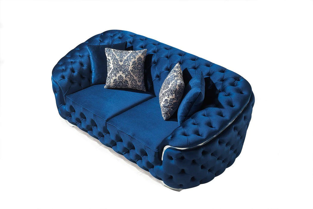 Lupino Blue Velvet Sofa & Loveseat