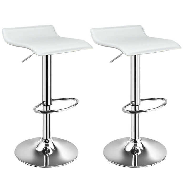 Set of 2 Modern Design Adjustable PU Leather Backless Bar Stools