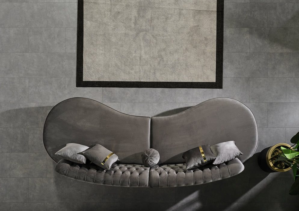 Ella Velvet Gray Curved Sectional