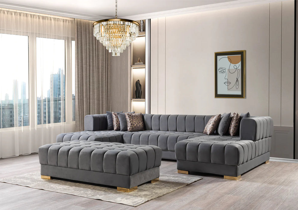 Ariana Velvet Double Chaise Sectional