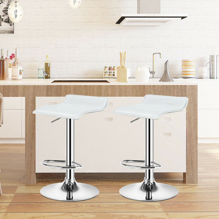 Set of 2 Modern Design Adjustable PU Leather Backless Bar Stools