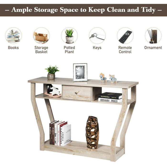 Console Hall Table with Storage Drawer and Shelf