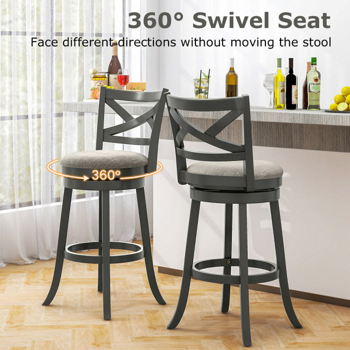 27/31 Inch Swivel Bar Stools Set of 2 with Hollow Back and Soft-padded Seat