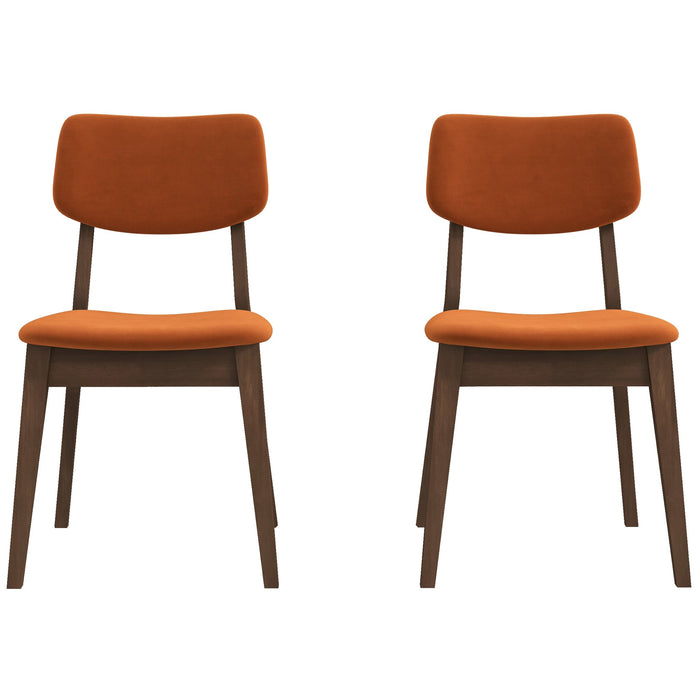 Burnt Orange Velvet Solid Back Side Chair (Set Of 2)