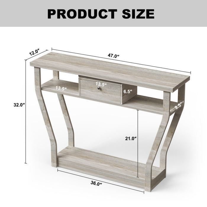 Console Hall Table with Storage Drawer and Shelf